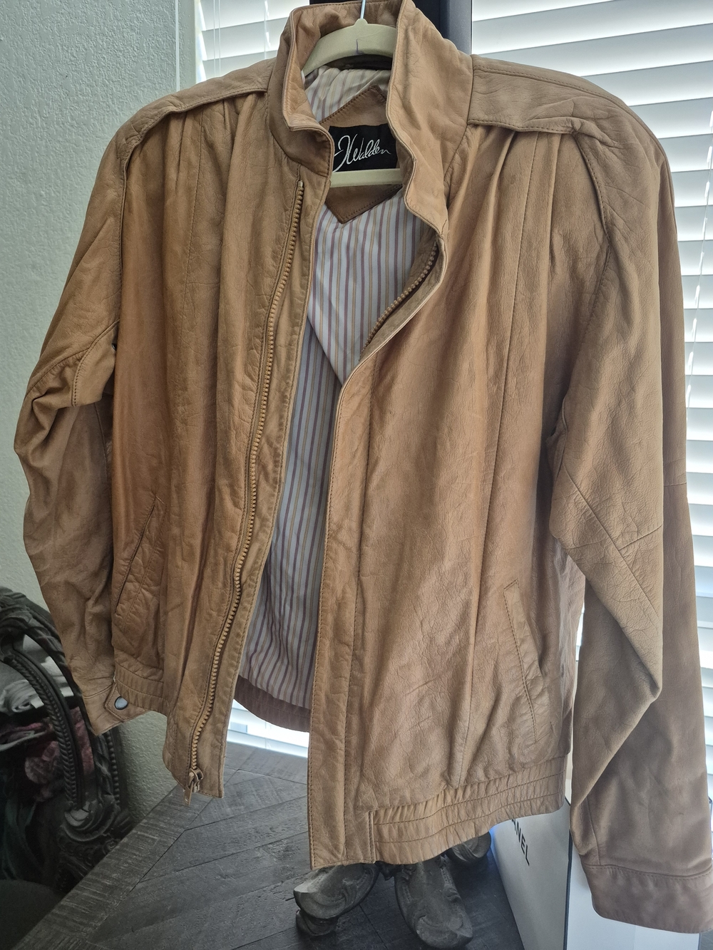 J Walden Tan Suede Bomber Jacket